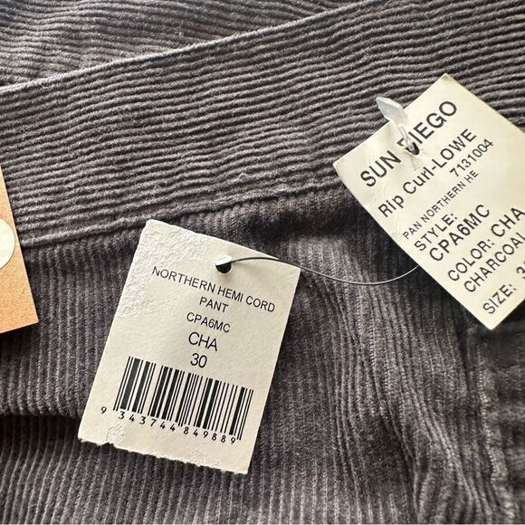 NWT Rip Curl Tom Curran Northern Hemi Cord Gray Straight Leg Pants Size 30 NEW - Picture 6 of 7